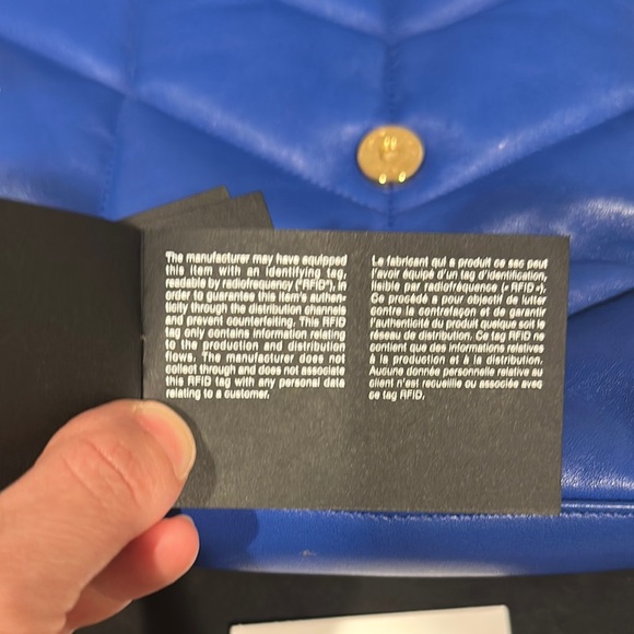 Yves Saint Laurent Blue Gold Quilted Shoulder Bag - Picture 5 of 10